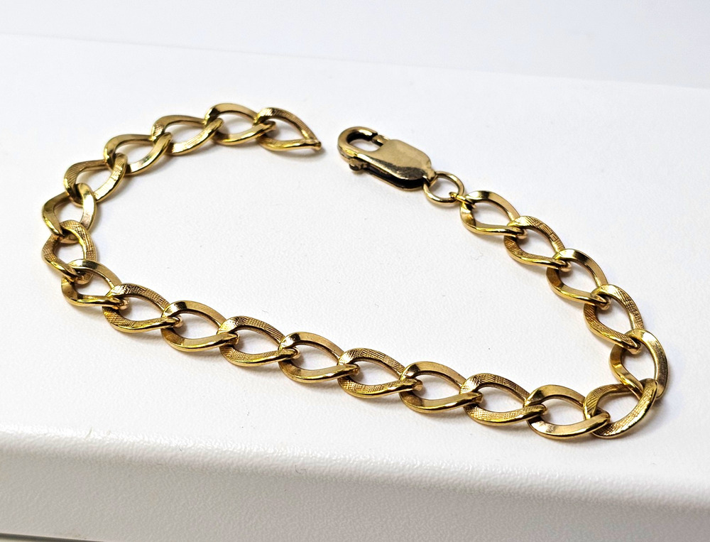 Vintage Cool Gold Filled Link Chain Bracelet 7" W/ Large Lobster Clasp